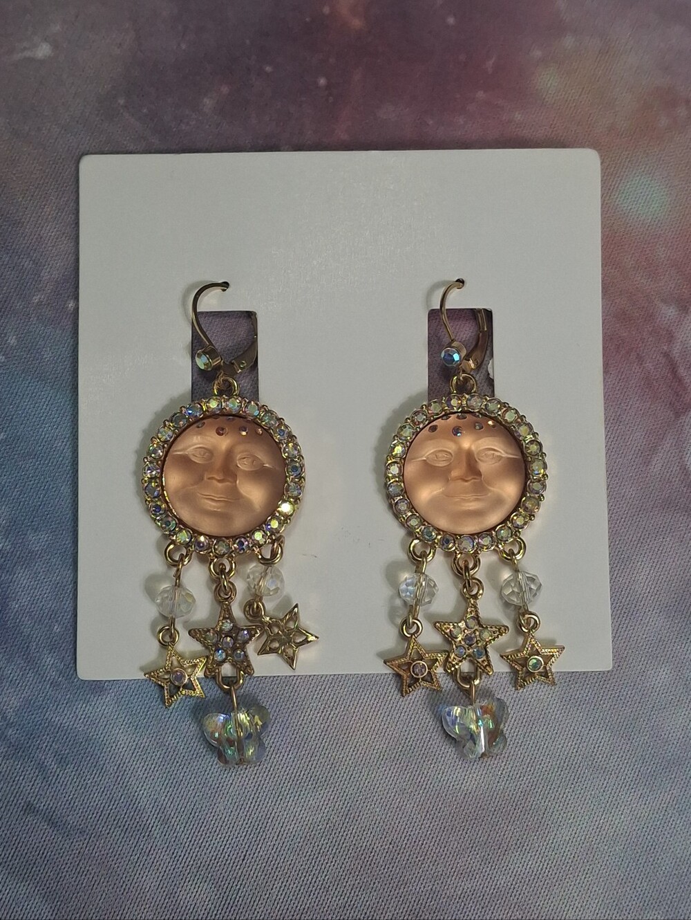 Kirks Folly Pink Moon Face Earrings